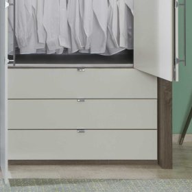 Falttüren Schlafzimmerschrank Karama in Weiß Trüffeleiche mit Beleuchtung – Ansicht 6