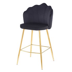 Muschel Barhocker Nastaruna in Schwarz und Goldfarben (2er Set) – Ansicht 1