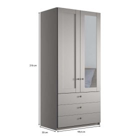 Landhausstil Drehtürschrank Saconso in Hellgrau mit Spiegeltür – Ansicht 10