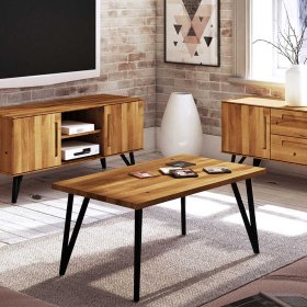 Sofa Tisch Cariasca aus Wildeiche Massivholz und Stahl im Loft Design – Ansicht 2