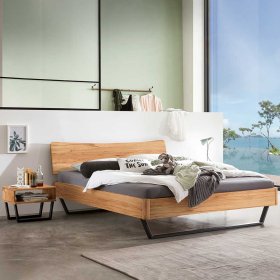 Echtholzbett 140x200 Lamon Nachtkonsolen optional aus Wildbuche & Metall – Ansicht 2