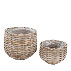 Runde Flechtkörbe Diego aus Rattan im Landhausstil (zweiteilig) – Ansicht 2