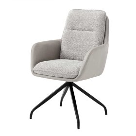 Drehbare Polsterstühle Eviliamo mit Armlehnen in Grau und Schwarz (2er Set) – Ansicht 1