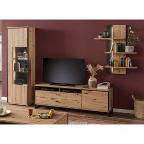 Wohnzimmerschrankwand Geronda in Anthrazit und Eiche Optik modern (dreiteilig) – Ansicht 3