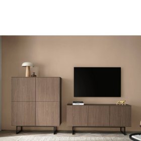 TV Wohnwand Anuta in Nussbaumfarben 137 cm hoch (zweiteilig) – Ansicht 2