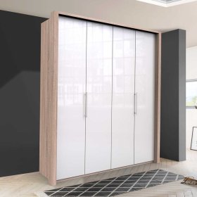 Glasfront Kleiderschrank Andryas in Weiß und Eiche Sägerau – Ansicht 2