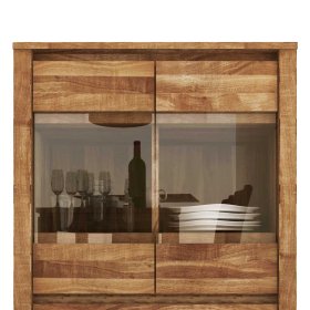 Highboard Vitrine Rameira aus Wildeiche Massivholz 80 cm breit – Ansicht 3