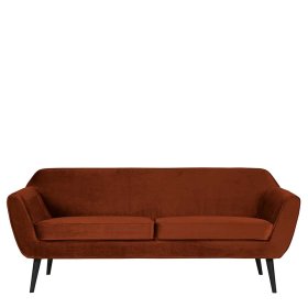 Samtstoff Couch Choicon in Rostfarben und Schwarz 56 cm Sitztiefe – Ansicht 3