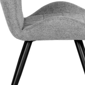 Polsterstuhl Esszimmer Set Barero in Grau und Schwarz mit Struktur Webstoff (2er Set) – Ansicht 6