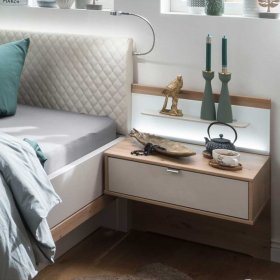 Schlafzimmer Set Privira in Eiche Bianco und Beige mit LED Beleuchtung (vierteilig) – Ansicht 11