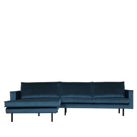Retrostil Eckgarnitur Domago in Blau Samt 300 cm breit – Ansicht 3