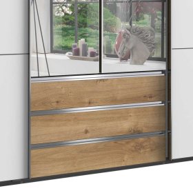 Premium Kleiderschrank Gizmeal mit Dreh- und Schiebetüren und Spiegel – Ansicht 5