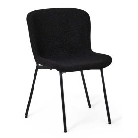 Esstisch Stühle Lugania aus Boucle in Schwarz (2er Set) – Ansicht 2