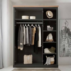 Schlafzimmermöbel Trujano im Landhausstil in Dunkelgrau (dreiteilig) – Ansicht 12