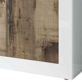 Sideboard Yuelva in Weiß und verwitterter Holz Optik 4 türig – Ansicht 4