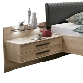 Doppelbett Bruvena in Eichefarben und Dunkelgrau mit LED Beleuchtung (dreiteilig) – Ansicht 6