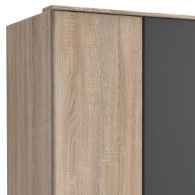 Schlafzimmerschrank Nurana in Eiche Sägerau und Dunkelgrau – Ansicht 3