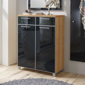 Garderobenset Curomma in Anthrazit Glas Eiche furniert (dreiteilig) – Ansicht 3