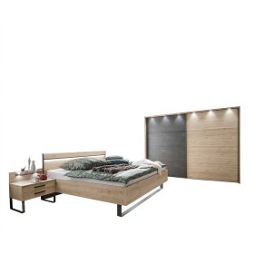 Schlafzimmer Set Bruvena in Eichefarben und Dunkelgrau Made in Germany (vierteilig) – Ansicht 1