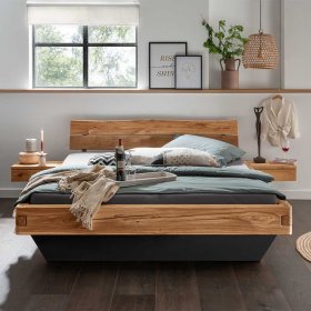 Massivholz Bett Atela im Industry und Loft Stil aus Wildeiche Massivholz – Ansicht 2