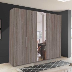 3 türiger Spiegel Kleiderschrank Vasilio in Eiche Trüffelfarben modern – Ansicht 3