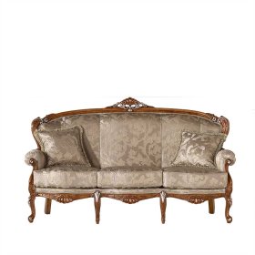 Barockes Dreisitzer Sofa Vimaria in Beige - Buche braun und Silberfarben – Ansicht 1