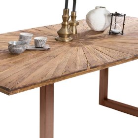 Designtisch Natural aus Teak Recyclingholz und Stahl im Industry Style – Ansicht 5