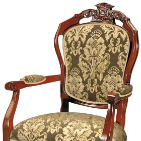 Armlehnstuhl Picanura in Nussbaumfarben Bezug Beige und Goldfarben – Ansicht 3