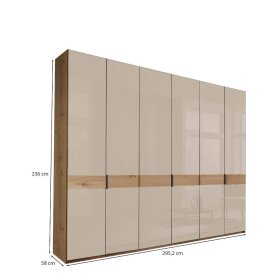 Drehtürenschrank Vericia in Champagner & Eiche Bianco 295 cm breit – Ansicht 16