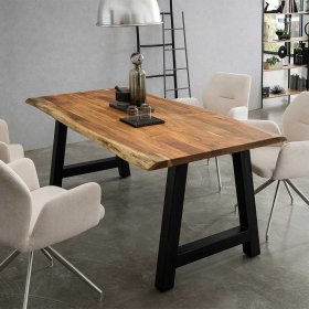 Tisch Massivholz und Metall Varadero mit natürlicher Baumkante im Industrie Stil – Ansicht 2