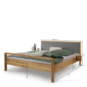 Doppelbett Wildeiche Snoba mit Polsterkopfteil in Grau – Ansicht 6