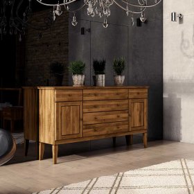 Wohnzimmer Sideboard Tyvoria aus Wildeiche Massivholz 100 cm hoch – Ansicht 3