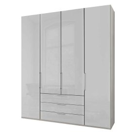 Schlafzimmerschrank Locoro in Weiß glasbeschichtet mit Soft Close – Ansicht 1