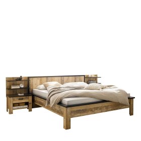 Bett & Konsolen Studiana 180x200 cm in Altholz Optik verwittert (dreiteilig) – Ansicht 1