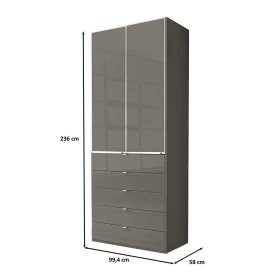 Kleiderschrank Boplaroma mit fünf Schubladen Front glasbeschichtet – Ansicht 9