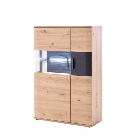 Wohnzimmer Highboard Lucisa in Eiche Optik und Anthrazit modern – Ansicht 1