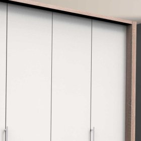 Weißer Kleiderschrank Lolyana in modernem Design mit Eiche Sägerau Korpus – Ansicht 5