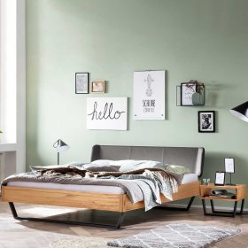 Industry und Loft Stil Bett Tonnia aus Wildbuche Massivholz und Metall – Ansicht 2