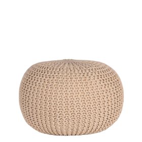 Strick Pouf Yalin in Creme Weiß im Skandi Design – Ansicht 1