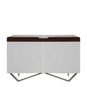 Design Esszimmersideboard Bacanova in Weiß & Nussbaumfarben mit Metallgestell – Ansicht 1