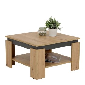 Sofatisch 68x68 cm Pabluna in Wildeichefarben und Anthrazit – Ansicht 1