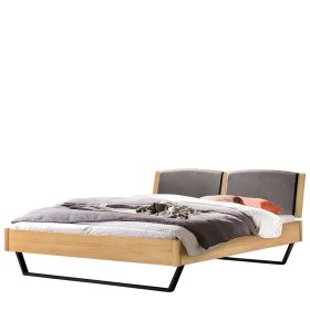 Industriestil Doppelbett Eiche hell Sibuyan mit Bügelgestell 38 cm Einstiegshöhe – Ansicht 1