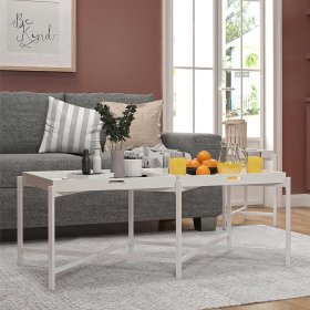 Wohnzimmer Tisch Jufara mit abnehmbaren Tabletts in Weiß – Ansicht 2
