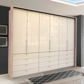 Kombi Kleiderschrank Codumenta mit Schubladen und Falttüren – Ansicht 2