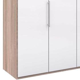 Glasfront Kleiderschrank Andryas in Weiß und Eiche Sägerau – Ansicht 4