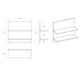 Bett & Konsolen Studiana 180x200 cm in Altholz Optik verwittert (dreiteilig) – Ansicht 14