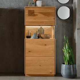 Highboard Vitrine Onitos aus Wildeiche Massivholz geölt – Ansicht 2
