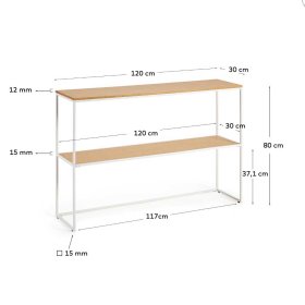 Konsolen Tisch Katrynella in Eichefarben und Weiß 80 cm hoch – Ansicht 3