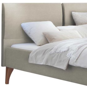 Modernes Polsterbett Chow in Beige und Kernbuchefarben – Ansicht 3