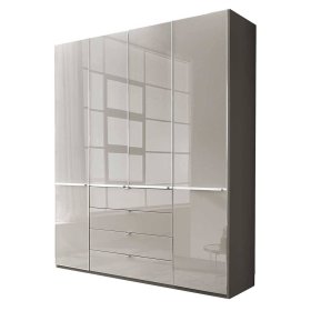 Kleiderschrank mit Schubladen Sanctos Front glasbeschichtet - Made in Germany – Ansicht 1